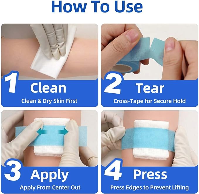 Niceful Silicone Medical Tape, Hypoallergenic, Easy Tear, 1" x5.5Yd 6 Rolls | Soft Silicone, Waterproof, Easy Tear, No Skin Irritation, Great for Frequent Dressing Changes, 1"X5.5Yd, Value 6-Roll Pack