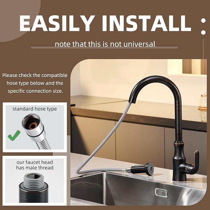 Angle Simple Kitchen Faucet Head Oil Rubbed Bronze, Sprayer Replacement
