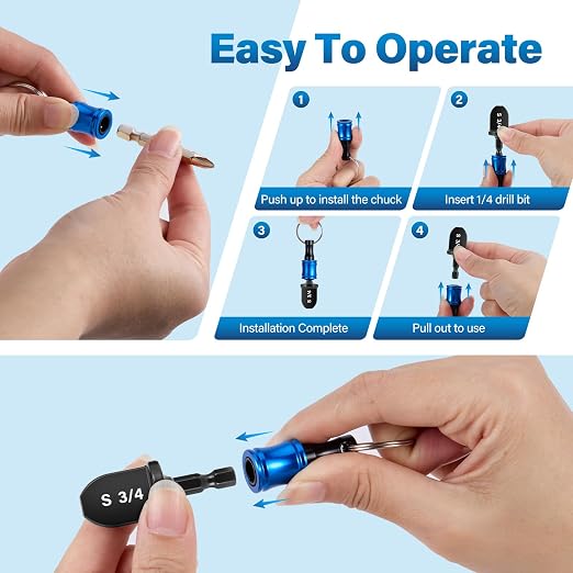 WADEO Swaging Tool HVAC Repairing Set with Bit Holder, Portable Copper Swage Tools HVAC Kit with Keychain, Air Conditioner Copper Tube Pipe Expander Drill Bit 1/4'' 3/8'' 1/2'' 5/8'' 3/4'' 7/8'' Black