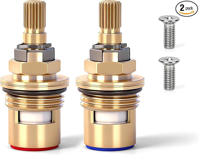 2 Pack Faucet Cartridge Replacement Compatible with Kohler K-GP77005-RP & K-GP77006-RP - Brass Ceramic Cartridge for Kitchen, Bathroom, and Shower Faucets Cold and Hot Water