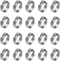 40 Pack 20.3mm-23.5mm Single Ear Hose Clamps Stainless Steel PEX Cinch Clamps Crimp Hose Clamp Stepless Cinch Crimp Rings Pinch Fitting Tools