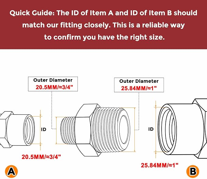 Pack of 6, 3/4" Male NPT To 1/2" Male NPT SUS304 Hex Nipple | Solid Male Pipe Adapter Hose Connectors for Pipe Repair, Bathroom Remodel, Tool Extensions, Compression, Irrigation