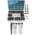 KEZE 96 PCS 10 Size Faucet Washers Assorted Kit and 1 oz 2-Pack Silicone Grease with Brush for DIY Outdoor Faucets Stem Leak Worn Out Seal Repair