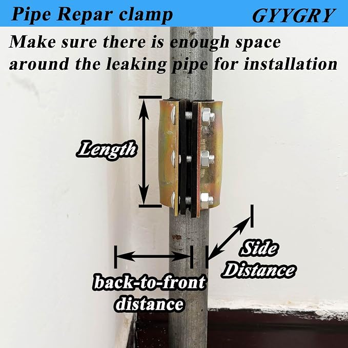 Water Pipe Repair Clamp,OD of The Applied Pipe is about 2.37 inch,Leak Sealer for Pipes and Plumbing,Length 4.72 inch,Suitable for PE/PPR/Steel/Iron Pipe,Bronze