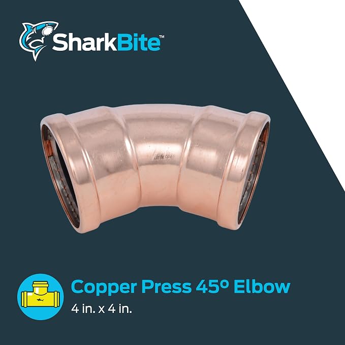 SharkBite 4 x 4 Inch 45 Degree Elbow, Copper Press Plumbing Fitting, UPR05105