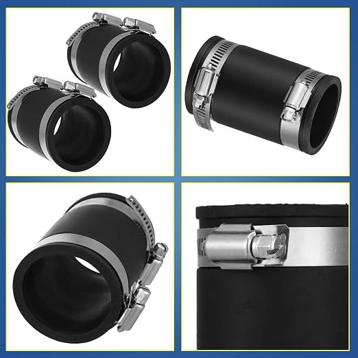 Pangda 2 Pcs Flexible TPE Coupling with Stainless Steel Clamps 1 Inch | Flexible TPE Coupling, Fits Plastic and Copper Plumbing Connections, High Temperature Resistant Material