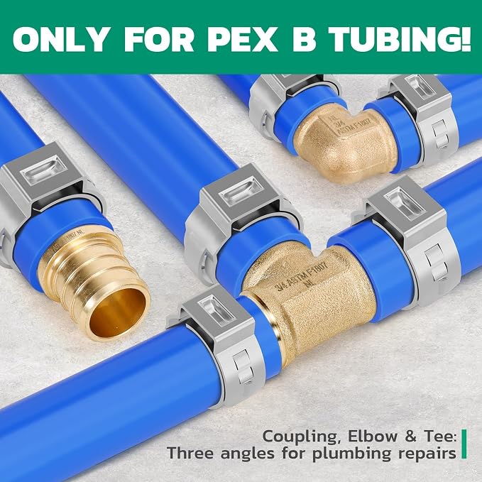 OURU 48PCS 3/4 Inch PEX Fittings Kit, 24 Elbows, 12 Tees, 12 Coupling | Secure Seal, No Lead Brass, NSF UPC Certified, ASTM F1807 Standard, PEX B Hot & Cold Water Lines, Plumbing & Heating Systems