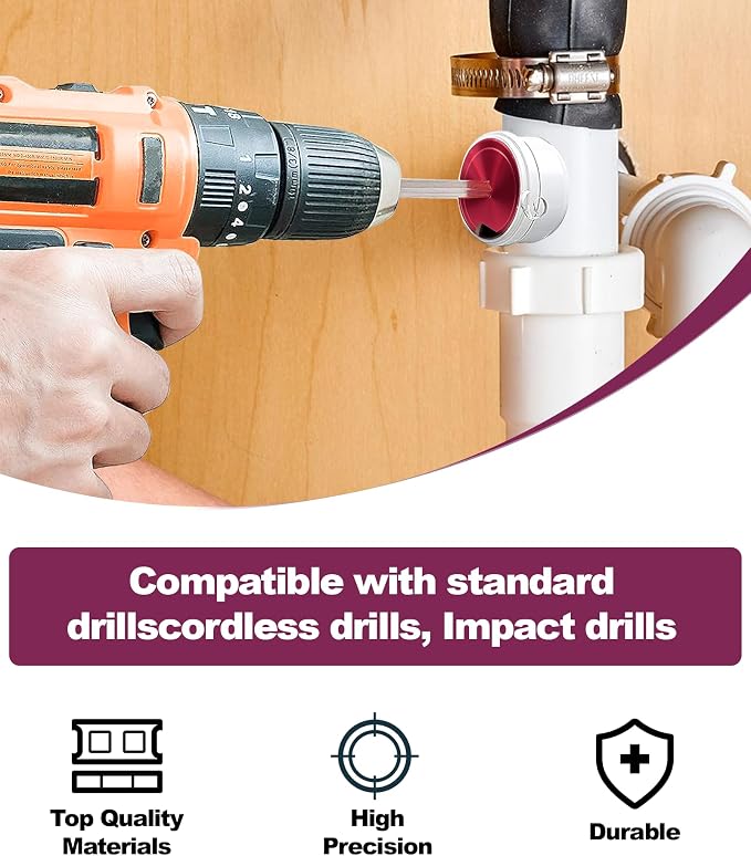 PVC Pipe Reamer Kit Includes 1-1/2, 2 Inch, PVC Fitting Saver for SCH40 | Plastic Pipe Fitting Reamer Socket Saver Plumbing Tool with 3/8-Inch Hex Shaft for Schedule 40 Fits Standard 1/2" Drill