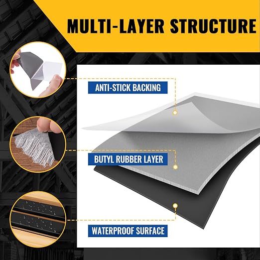 VIVIDA 2 in × 50 Ft Joist Tape for Decking, Deck Joist Butyl Tape, 1 Roll | Waterproof Deck Joist Tape, Butyl Sealant Tape, For Wood Beams, Roof, Black