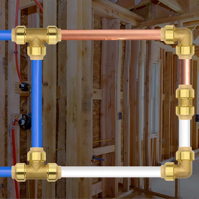 12 Pack 1/2" Pushfit Elbow Fittings with Disconnect Clip | for Copper, PEX, CPVC Pipe
