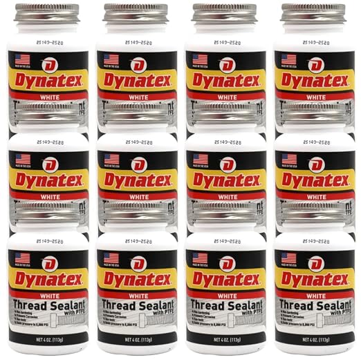 Dynatex Thread Sealant with PTFE 4 oz Bottle (12 Pack) | Non-Toxic, Non-Drying, Leak-Proof Seal, No Lead/Graphite, Ideal for Pipe Fittings