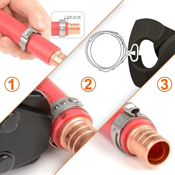 40 Pack 20.3mm-23.5mm Single Ear Hose Clamps Stainless Steel PEX Cinch Clamps Crimp Hose Clamp Stepless Cinch Crimp Rings Pinch Fitting Tools