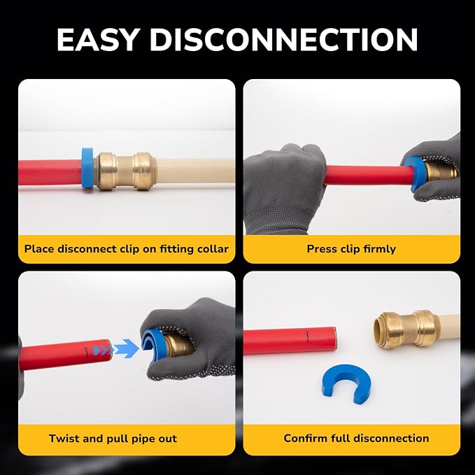 1/2" PTC to 1/2" NPT Female Adapter Push-Fit, Push to Connect Brass Plumbing Fitting for Copper, CPVC, PEX Pipes, With Upgraded Stiffener, Disconnect Clip Included, NSF & UPC Certified