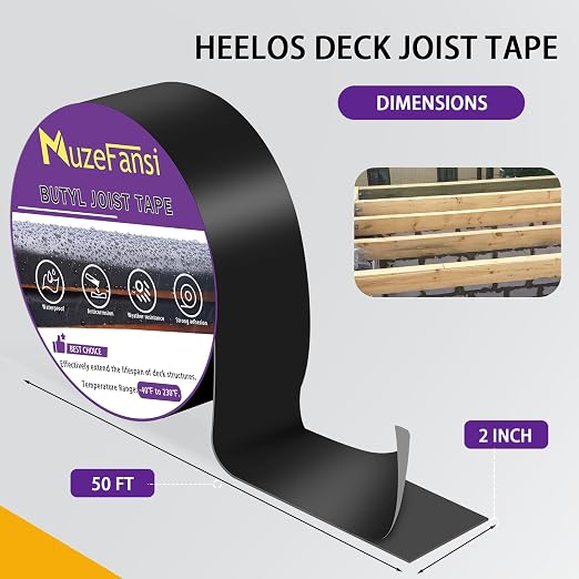 Joist Tape for Decking 16Pack, Weather-Resistant Deck Joist Tape 2 inch, Waterproof and Anti-Corrosion Joists Deck Tape,Self-Adhesive Flashing Joists Tape for Wood Decks Beams Roof