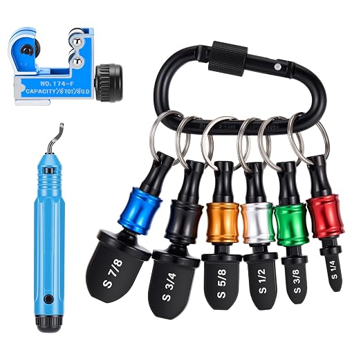 Swaging Tool HVAC Repairing Set with Bit Holder, Portable Copper Tube Pipe Cutter Deburring Tool Kit, Air Conditioner Swage Tools Drill Bit 1/4'' 3/8'' 1/2'' 5/8'' 3/4'' 7/8''