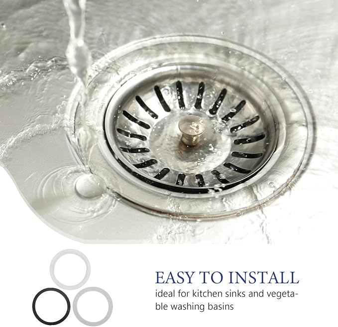 TEHAUX 6pcs Kitchen Sink Strainer Kit with 110mm Seal Ring, 83mm Nut, and 87mm Rubber Washer Set for Drain Assembly and Plumbing Repair