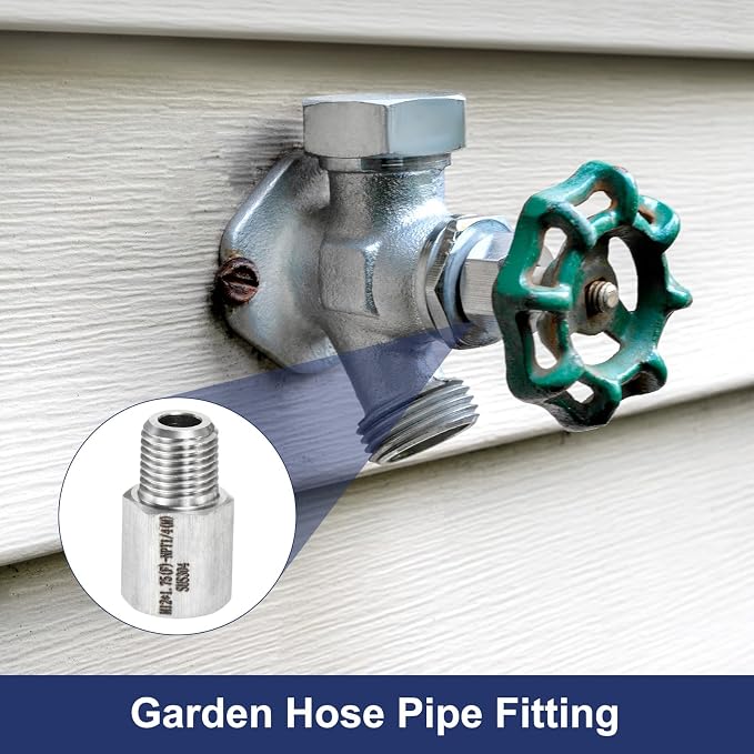 M METERXITY 2-Pack Garden Hose Adapter, Stainless Steel M12x1.75 NPT Female x 1/4" NPT Male Threaded Connector with Sealing Tape Garden Hose Convert Fitting for Pipe Fitting/Shower