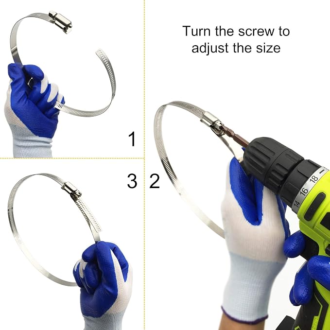 5 Inch Adjustable 304 Stainless Steel Duct Clamps Hose Clamp (8Pcs) | Rust Resistant 5” (Diameter) Worm Drive Hose Clamps, Pipe Clamp for Plumbing, Automotive, Mechanical Applications (118-140mm)