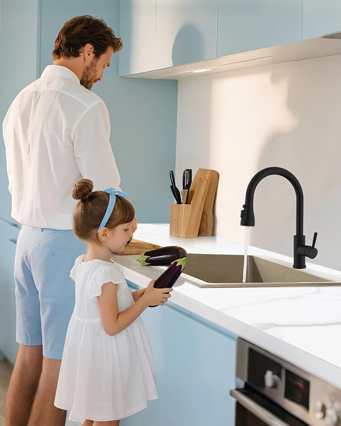 J-HVA Metal Kitchen Faucet Head Replacement with 15 Adapters, Matte Black