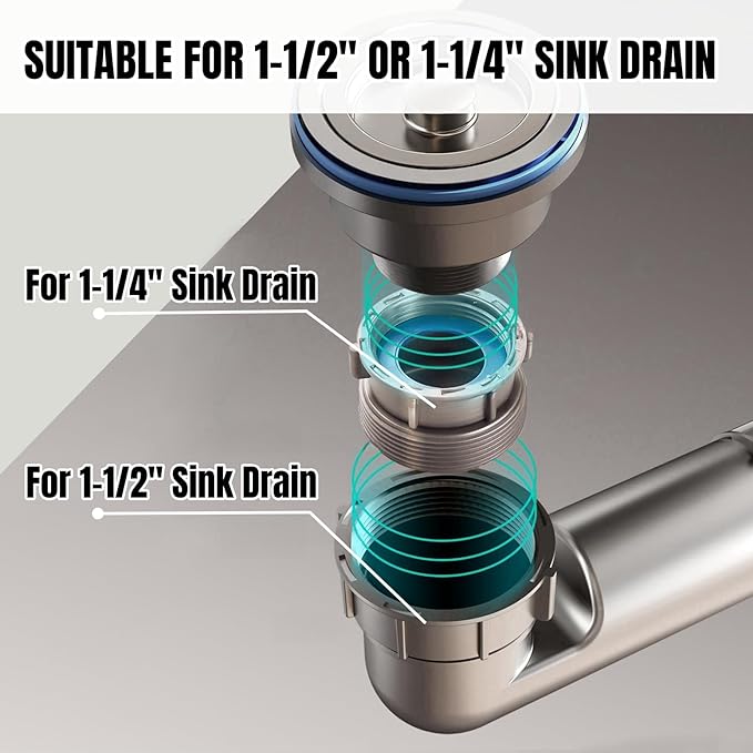 Flexible Double Kitchen Sink Drain Kit, 1-1/2 in Replacement P-Trap