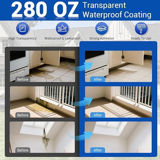 Transparent Waterproof Coating Sealant 280 Oz (8 KG)