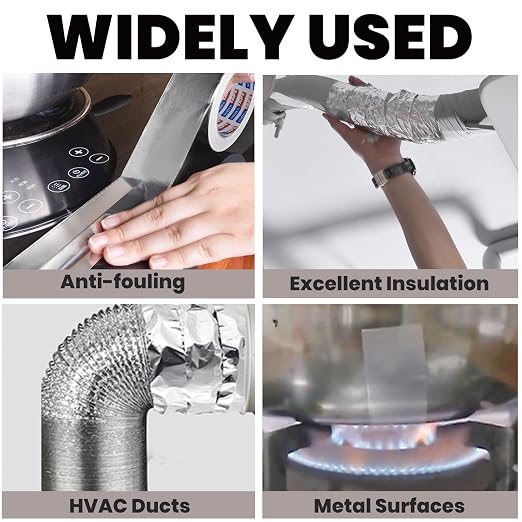 ADHES Heavy Duty Aluminum Foil Tape 2 Inch x 210 Feet(70 Yards) | Heat Resistant & Waterproof Silver Duct Tape – High-Temperature HVAC Tape for Ductwork, Sealing, Insulation, and Repairs