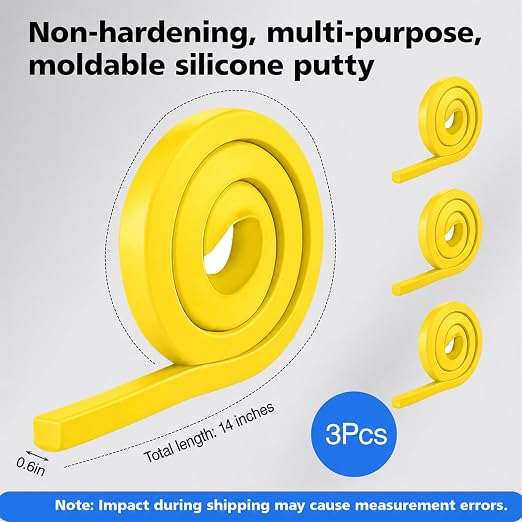 3-Pack Silicone Putty, Non-Hardening Waterproof Sealant, 8.8 oz Total