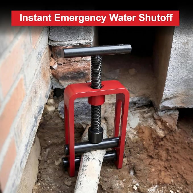 Water Shut Off Tool, Manual Emergency Pipe Clamp for PEX PVC PE | Heavy duty steel water main shut off tool. 0.2 to 1.5 inch manual pipe tool for emergency plumbing & field maintenance
