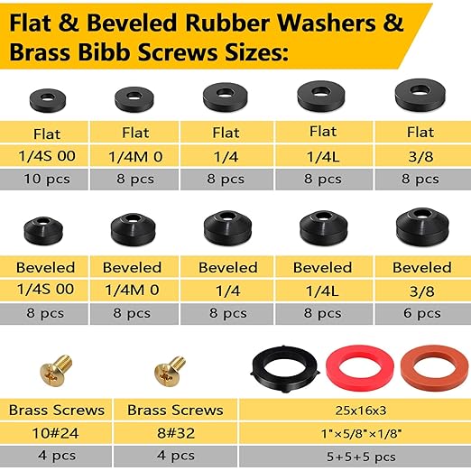 258 Pcs Hose Bib Repair Kit, Assorted Faucet and Plumbing Washers