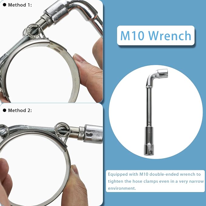 4 Pack 1.75 Inch T Bolt Hose Clamps Working Range 51-57mm for 1.75 Inch Hose ID, Stainless Steel Turbo Intake Intercooler Clamps