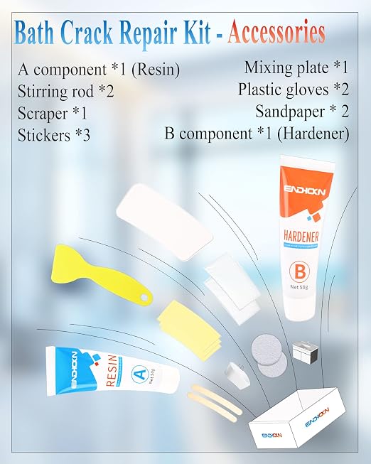 Bath Repair Kit White 100g, Chip & Pedestal Crack Hole Scratches Repair