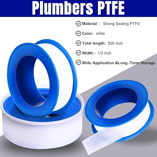 Pushglossy 300 Rolls PTFE Tape 1/2 x 520 Inches Plumbers Tape, White | Thread Seal Tape, Waterproof Sealant Ideal Plumbers, Leak-proof Shower Head Threads, Water Line Connection Repairs