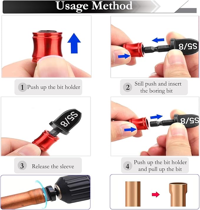 13 Pcs Swaging Tool HVAC Repairing Set with Bit Holder, (1/4" to 7/8") | Air Conditioner Copper Tube Expander Swage Tool Drill Bit, Soft Copper Pipe Swager, Flaring Swedge Kit for AC Repair Install
