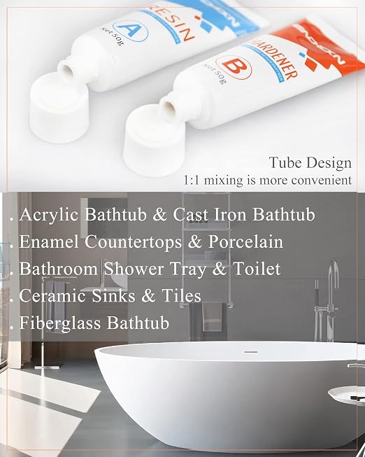 Bath Repair Kit White 100g, Chip & Pedestal Crack Hole Scratches Repair