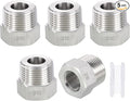 5 Pack SUS316 3/4" Male NPT to 3/8" FeMale NPT Hex Bushing Reducer | 316 Stainless Steel Pipe Fittings, Hose Tube Threaded Adapters with Sealing Tape for Air, Oil, LP, Gas, Fuel, Water