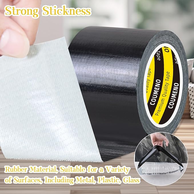 Strong Adhesive Cloth Weather Stripping Tape 4in x 16.4FT Black | Weather Sealing Strip for Sliding Windows/Doors, Draft Blocker & Insulation, Soundproof Dustproof Waterproof Windproof