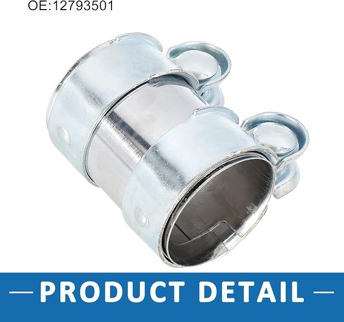 Exhaust Pipe Sleeve Connector Clamp Coupler 12793501 62 x 94 mm Exhaust Band Clamp Sleeve for Volkswagen Jetta 2005-2014 Stainless Steel Silver Tone