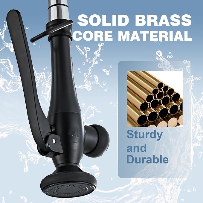 Pull Down Kitchen Faucet Replacement Head, Spray Head with Stream & Spray Functions, High-Pressure Anti-Clog Nozzle, Easy Install, Matte Black, Fits Most Kitchen Faucets