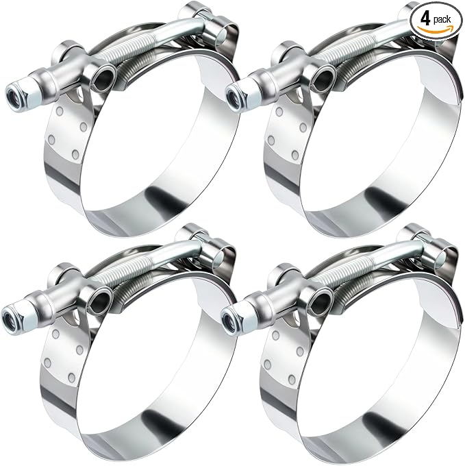 EVIL ENERGY 2.75 Inch T-Bolt Hose Clamps, Stainless Steel 304 Turbo Intake Clamps, 71-78mm Adjustable Range for 2-3/4" Hose ID, Intercooler Radiator Pipe Clamps for Silicone Coolant Hoses, 4PCS