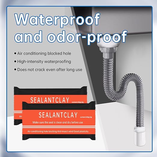 6-Pack Waterproof Duct Seal Putty, Quick Wall Hole Repair Sealing Clay | for Air Conditioning, Drainage Pipes & Electrical Conduits, Indoor & Outdoor Use, Easy to Apply Crack Filler