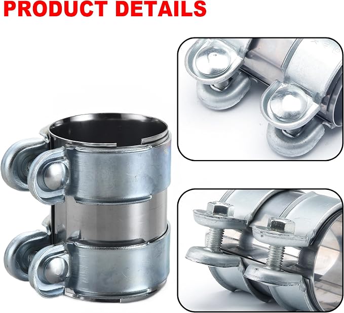 3.0 Inch Butt Joint Band Clamp Stainless Steel 3" Universal Joint Bolts Exhaust Seal Clamps Sleeve Coupler(Clamp Assembly)