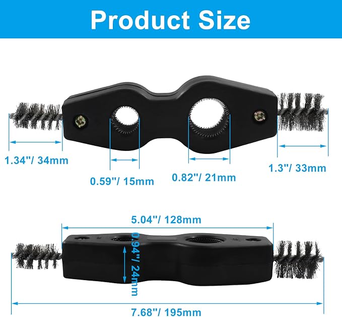 Hordion 4-in-1 Copper Pipe Cleaner, 1/2" & 3/4" Deburring Brush (Black) | Inner & Outer Thread Cleaner Tool, Copper Cleaning Brush for Brazing Plumbing Soldering