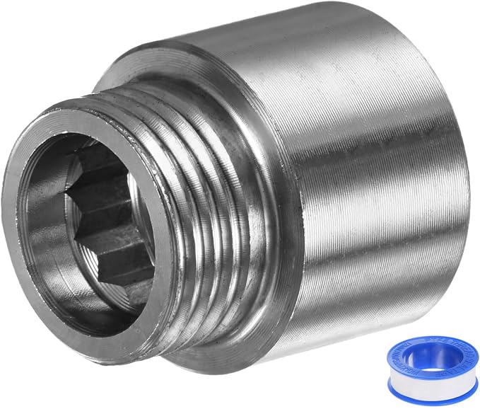 M METERXITY Shower Head Extension Arm, Stainless Steel G1/2 Male to Female Extension Pipe Fitting Adapter with PTFE Thread Seal Tape for Shower/Faucet, Pipe Plumbing Coupler 1.18"/30mm 1-Pack