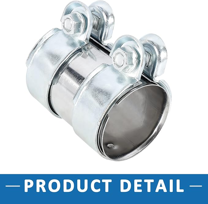 Exhaust Pipe Sleeve Connector Clamp Coupler 12793501 62 x 94 mm Exhaust Band Clamp Sleeve for Volkswagen Jetta 2005-2014 Stainless Steel Silver Tone