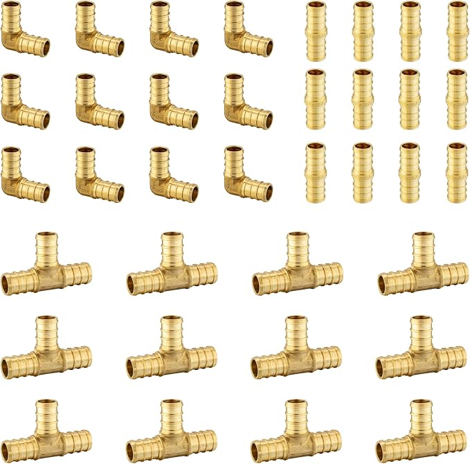 36 Pack Foskan 3/4 Inch PEX Barb Crimp Fittings Set | 12 Pieces Each:Elbow Coupling Tee,For Pex Plumbing Tubing