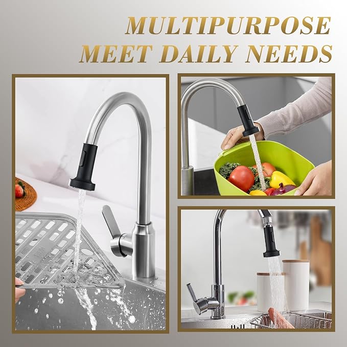 Kitchen Faucet Head Replacement, Pull Down Spray Head with 2 Spray Modes, High Pressure Faucet Sprayer, Universal Sink Spray Head Replacement (Matte Black)