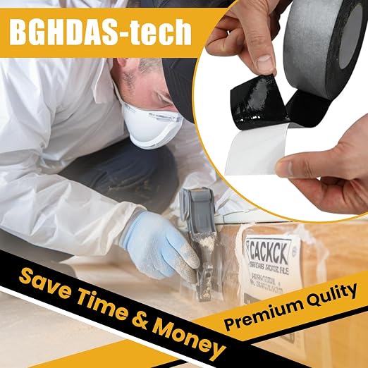Bghdas - 1 Pack Butyl Sealant Tape 1 1/2" X 60' - Double Sided - Black Vapor Barrier Butyl Tape for Wall of Crawl Space, Rv Windows, Deck Boat, Crawlspace (Waterproof, Weatherproof)