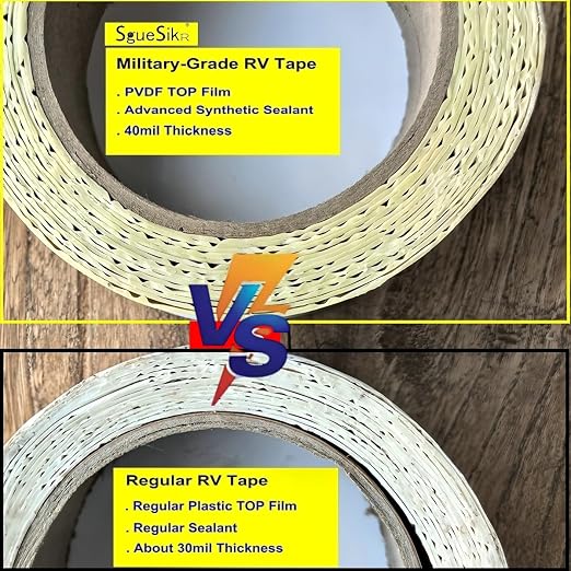 Military-Grade PVDF Butyl RV Repair Sealant Tape, 40mil Thick | UL94 V-0 Flame Retardant & IP68 Waterproof | Self-Adhesive Flashing Tape for RVs, Boats, Roofs, Pipes, Gutters - 2" x 16.4ft