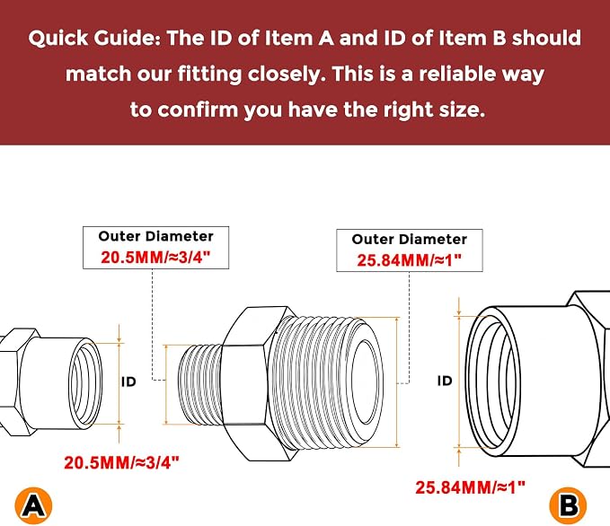 3/4" Male NPT to 1/2" Male NPT SUS304 Hex Nipple | Solid Male Pipe Adapter Hose Connectors for Pipe Repair, Bathroom Remodel, Tool Extensions, Compression, Irrigation