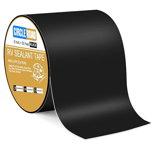 Butyl Sealant Waterproof Tape, RV Roof Repair Tape Black 6 Inch X 50 Feet | RV Sealant Tape, Stop Camper Roof Leaks, UV-Resistant, Weatherproof and Reliable (6In-50FT Black)